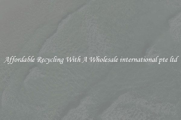 Affordable Recycling With A Wholesale international pte ltd